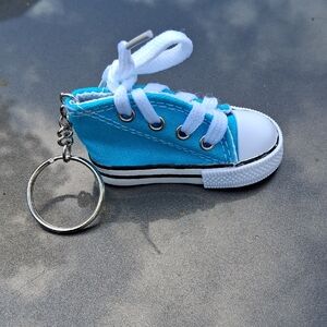 Blue Canvas Sneaker Keychain - Small Shoe Charm BRAND NEW.